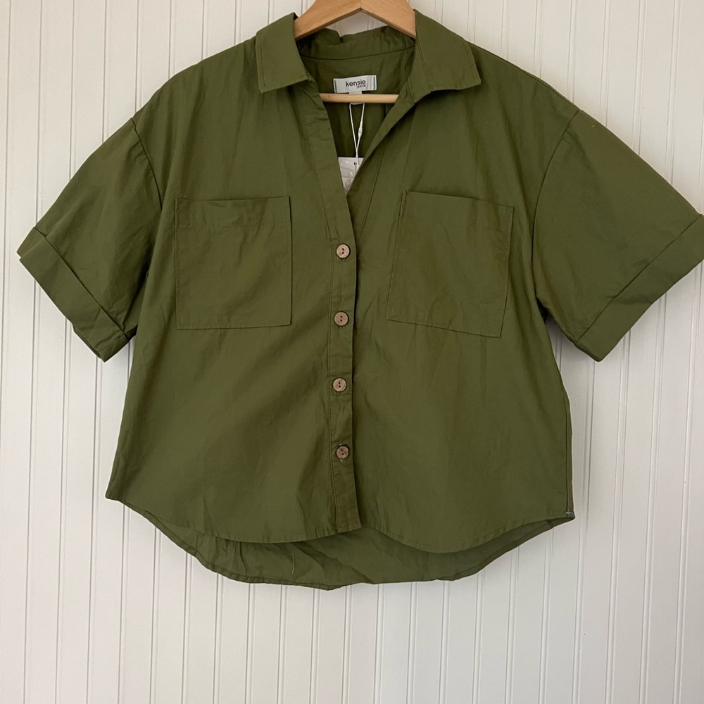 Kenzie Olive Green Button Down Shirt